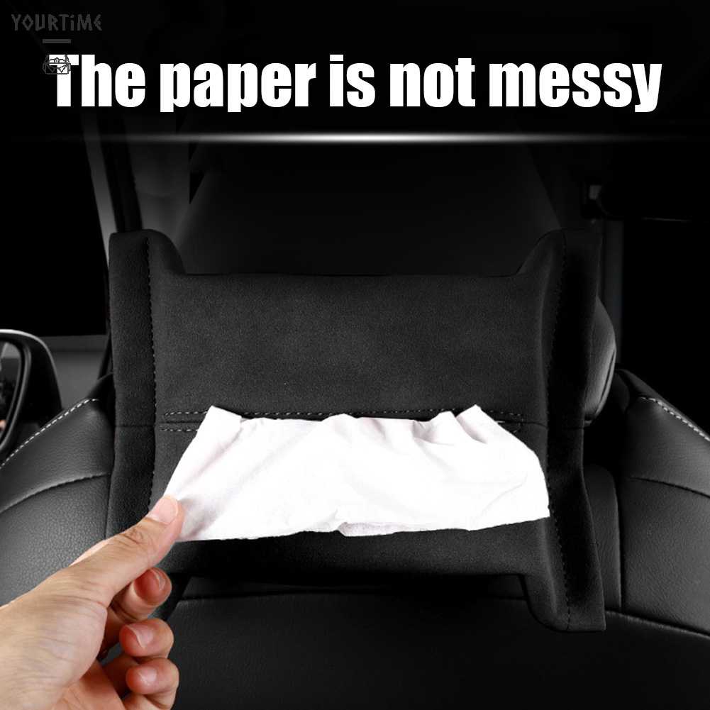 Hộp Đựng Khăn Giấy Bằng Da Lộn Gắn Ghế Sau Xe Hơi Tiện Dụng