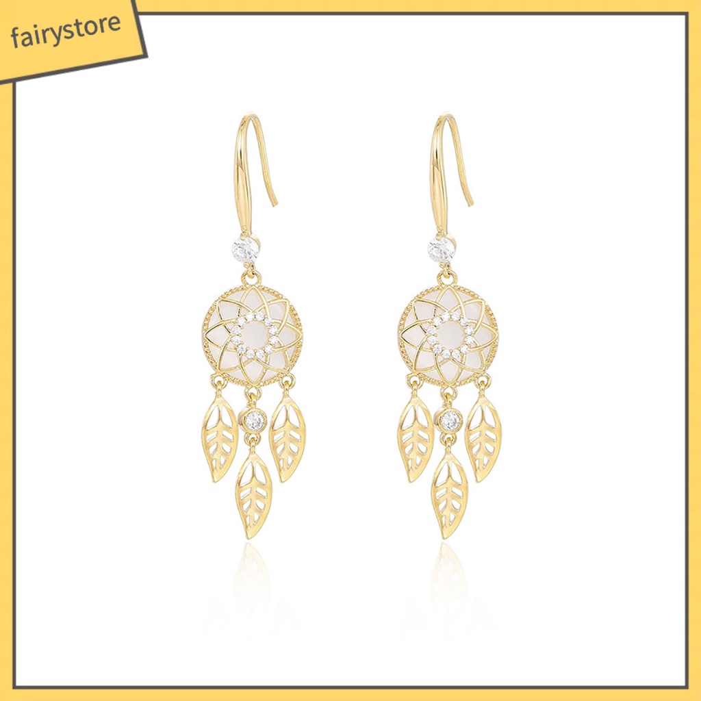 1 Cặp Bông Tai Hình Dreamcatcher Đính Đá Phối Tua Rua Thời Trang