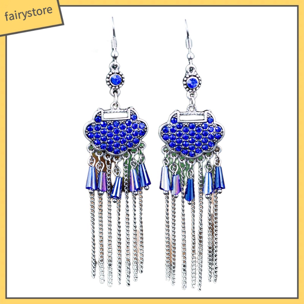 [FRO] Set 2 Bông Tai Dáng Dài Bằng Hợp Kim Dát Đá Cổ Điển Dễ Phối Đồ Dành Cho Nữ