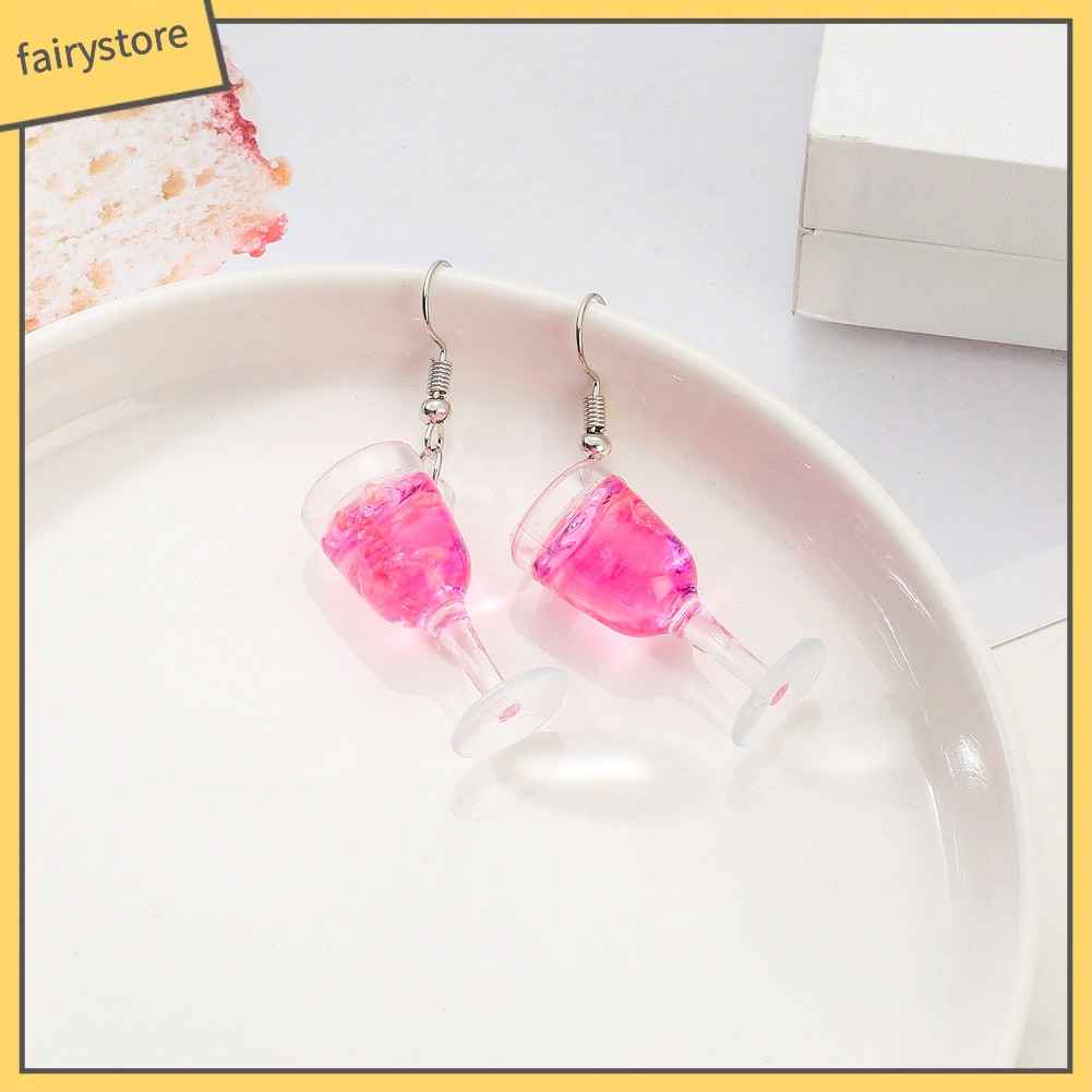 Bông Tai Dạng Móc Hình Ly Rượu Bằng Resin Thời Trang Cho Nữ