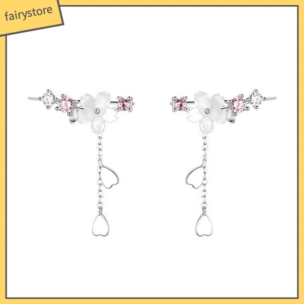 1 Đôi Bông Tai Xỏ Lỗ Hình Hoa Đính Đá Thời Trang