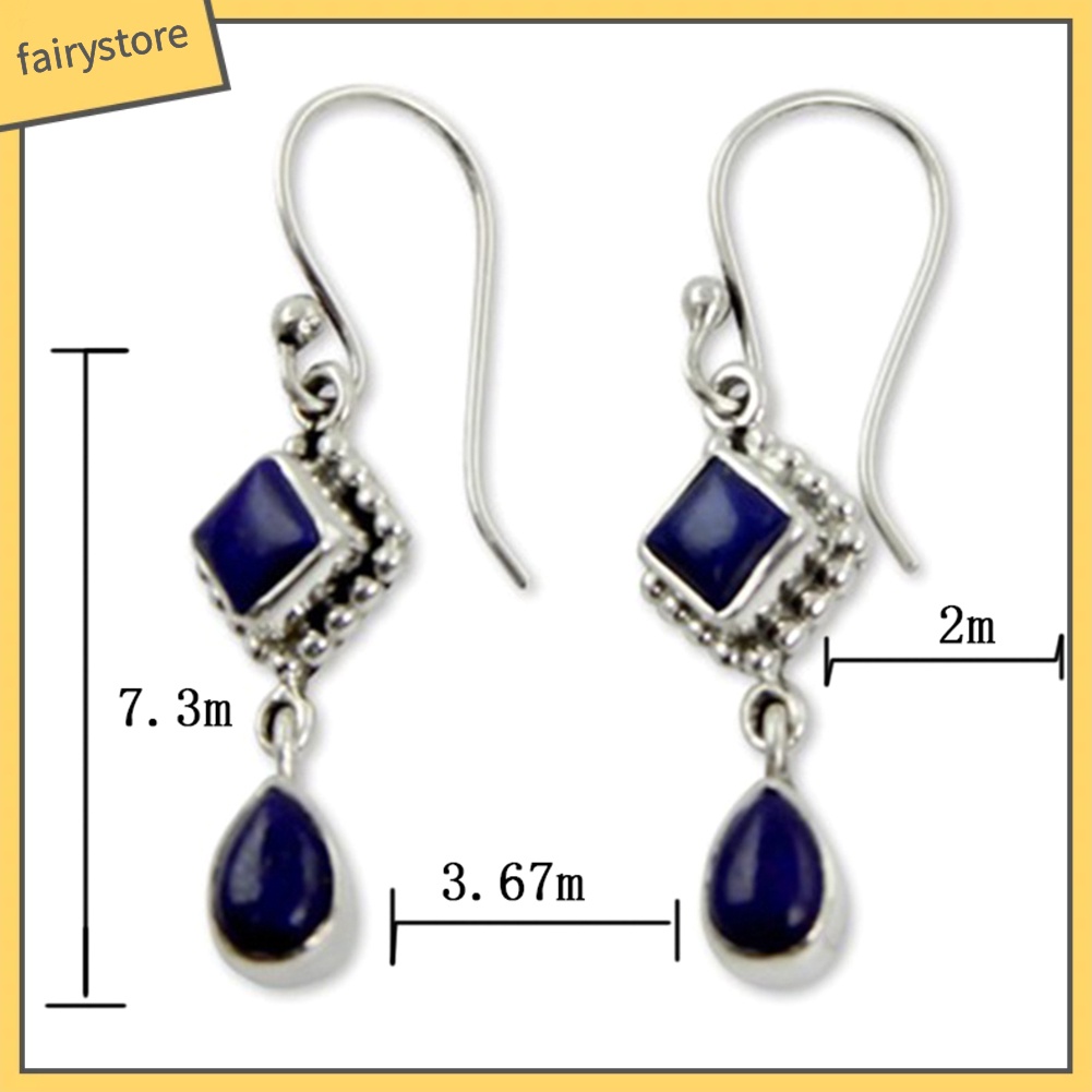 Khuyên Tai Móc Trang Sức Hình Quả Lê / Vuông Đính Đá Nhân Tạo Phong Cách Vintage