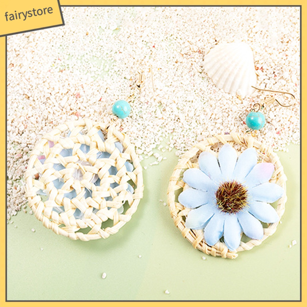 1 Đôi Bông Tai Hình Học Dáng Dài Hình Hoa Thời Trang Cho Nữ