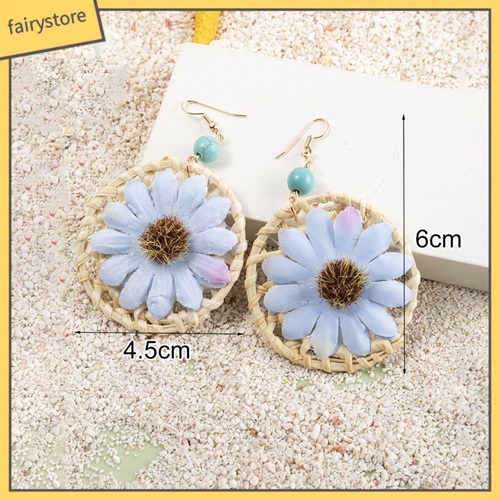 1 Đôi Bông Tai Hình Học Dáng Dài Hình Hoa Thời Trang Cho Nữ