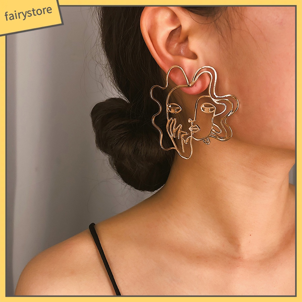 Khuyên Tai Hình Khuôn Mặt Trừu Tượng Sáng Tạo Dành Cho Nữ