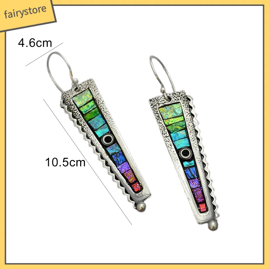 [FRO] Bông Tai Móc Mặt Hình Zigzag Màu Cầu Vồng Phong Cách Dành Cho Nữ