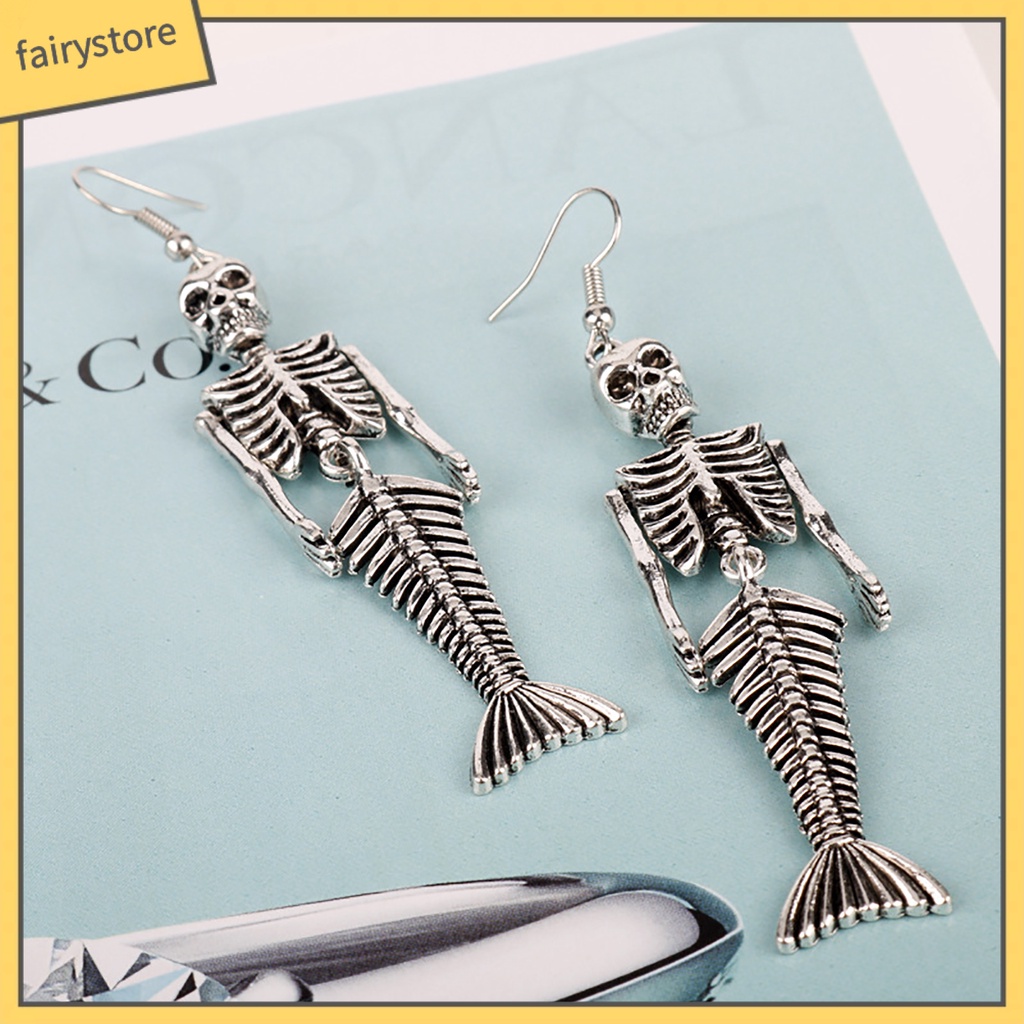 1 Đôi Bông Tai Hình Đầu Lâu Bằng Hợp Kim Phong Cách Halloween Dành Cho Nữ