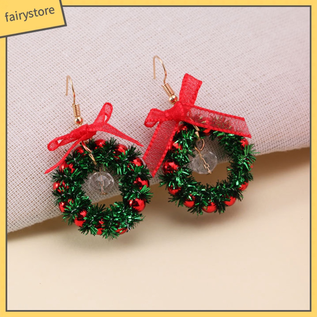 [FRO] Bông Tai Chuỗi Hạt Pha Lê Nhân Tạo Trọng Lượng Nhẹ Hình Cây Thông Giáng Sinh Nhiều Màu Sắc Dễ Phối Đồ