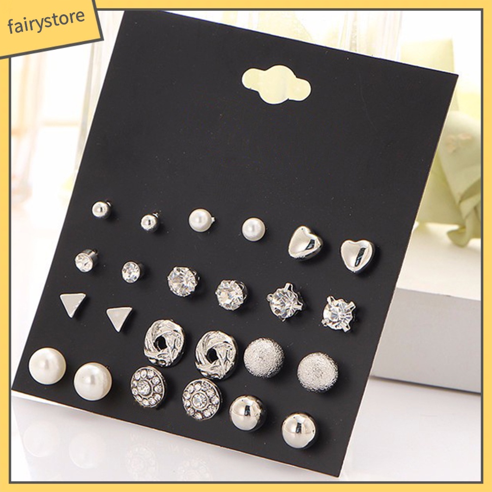 Set 12 Đôi Bông Tai Nhiều Kiểu Dáng Thời Trang Cho Nữ