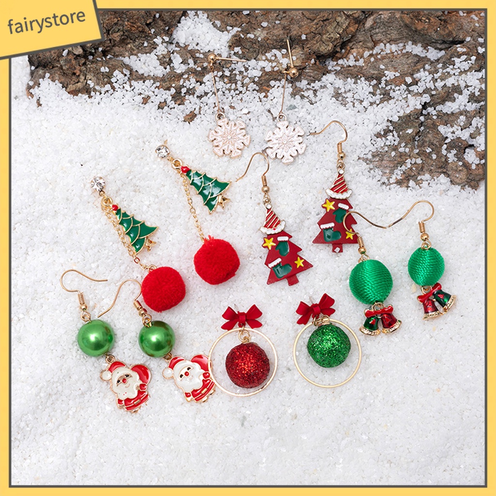 1 Cặp Bông Tai Hình Người Tuyết Nhiều Màu Sắc Siêu Bền Dễ Mặc Giáng Sinh