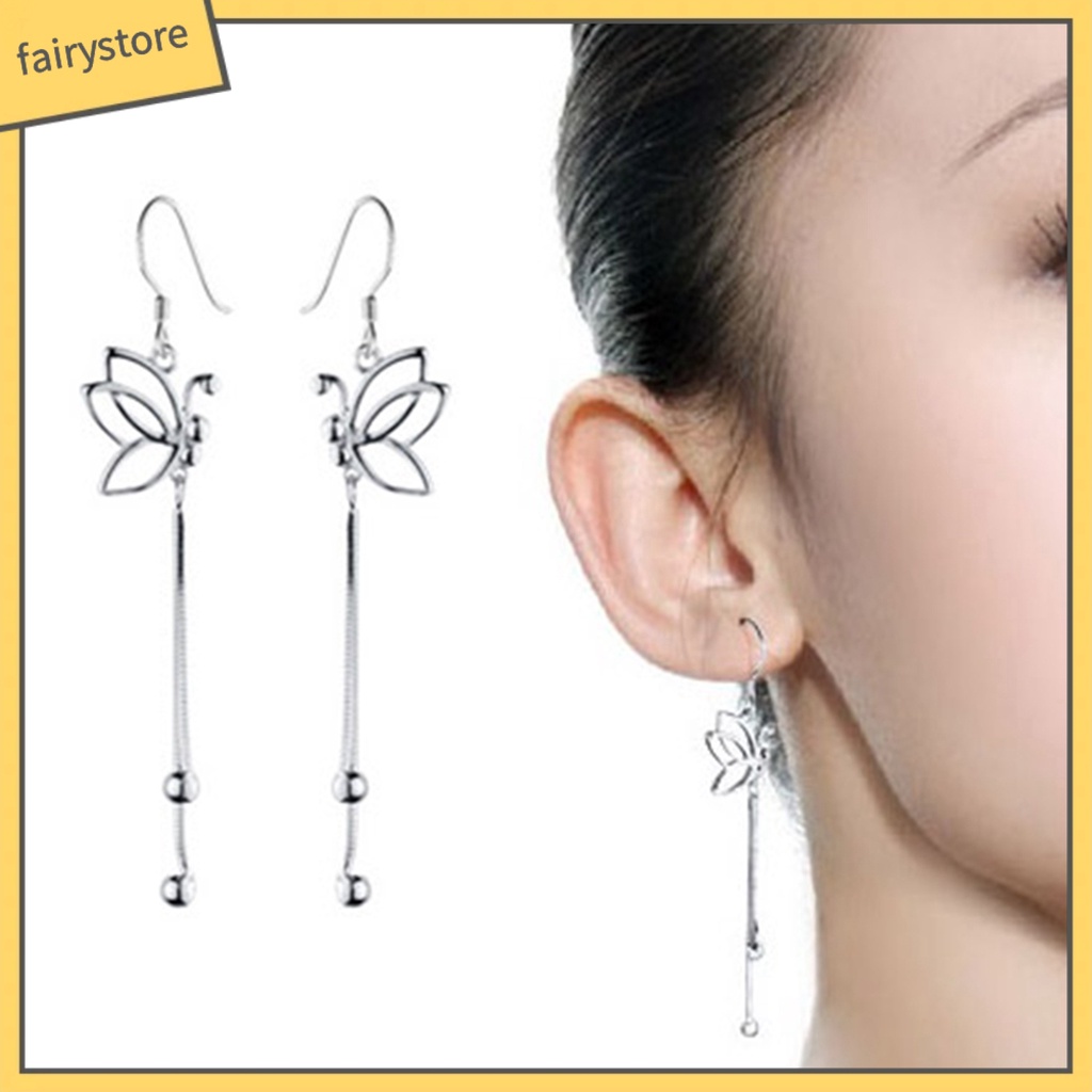 Bông Tai Chuỗi Dài Hình Bướm Bằng Hợp Kim Thanh Lịch Dành Cho Nữ