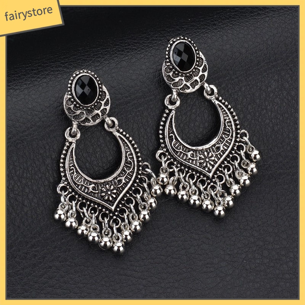 Bông Tai Dáng Dài Phối Tua Rua Phong Cách Cổ Điển Thời Trang Cho Nữ