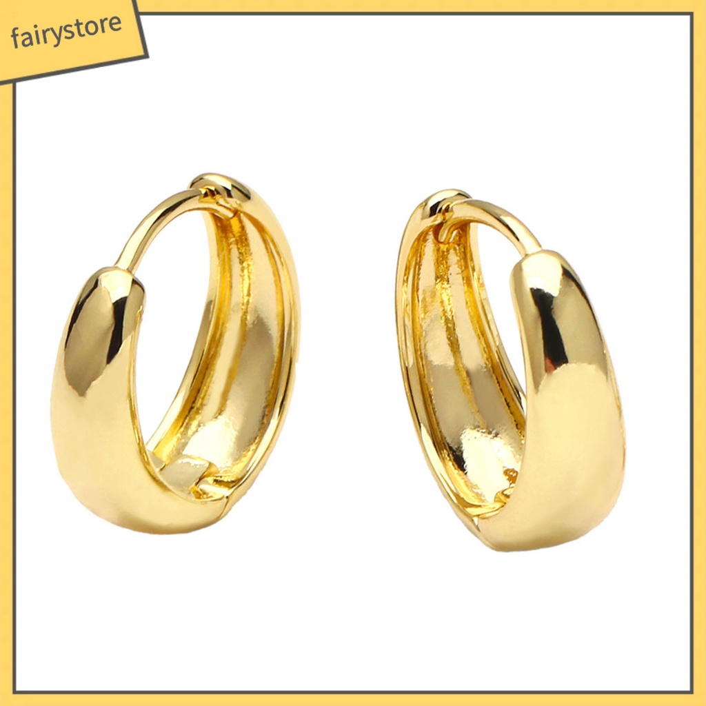 1 Đôi Bông Tai Tròn Màu Trơn Bề Mặt Mịn Chống Biến Dạng Nhanh Trang Trí Khối Đá Zirconia Bền Bỉ Dành Cho Bạn Nữ