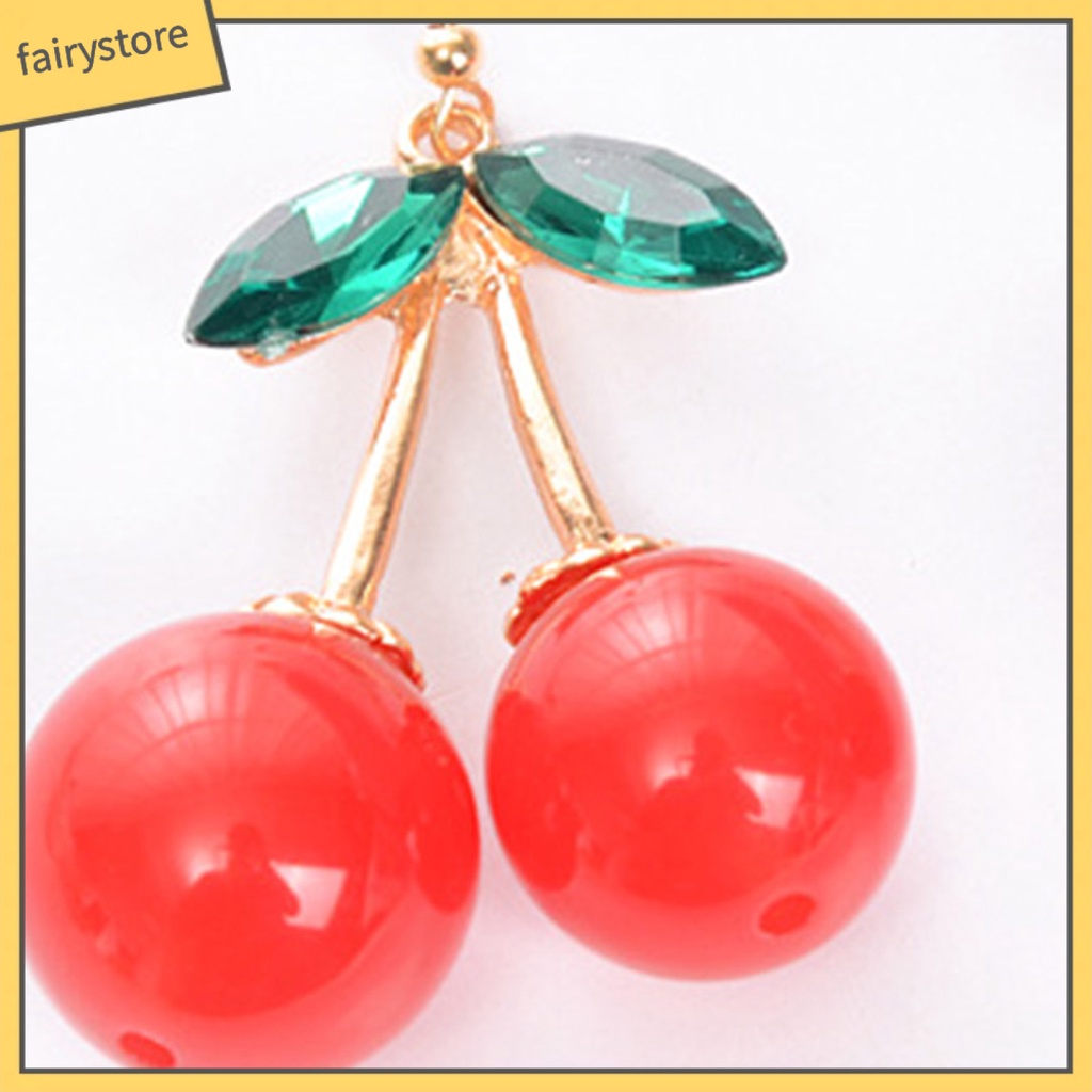 1 Đôi Bông Tai Móc Hình Lá Cherry Lấp Lánh Lâu Trôi