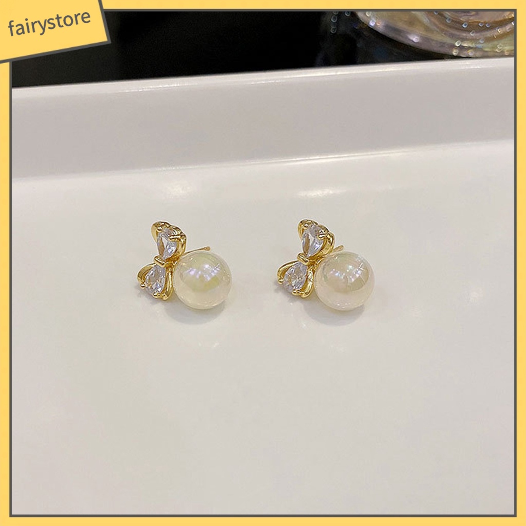 1 Đôi Bông Tai Hình Nơ Bằng Hợp Kim Tinh Tế Thời Trang