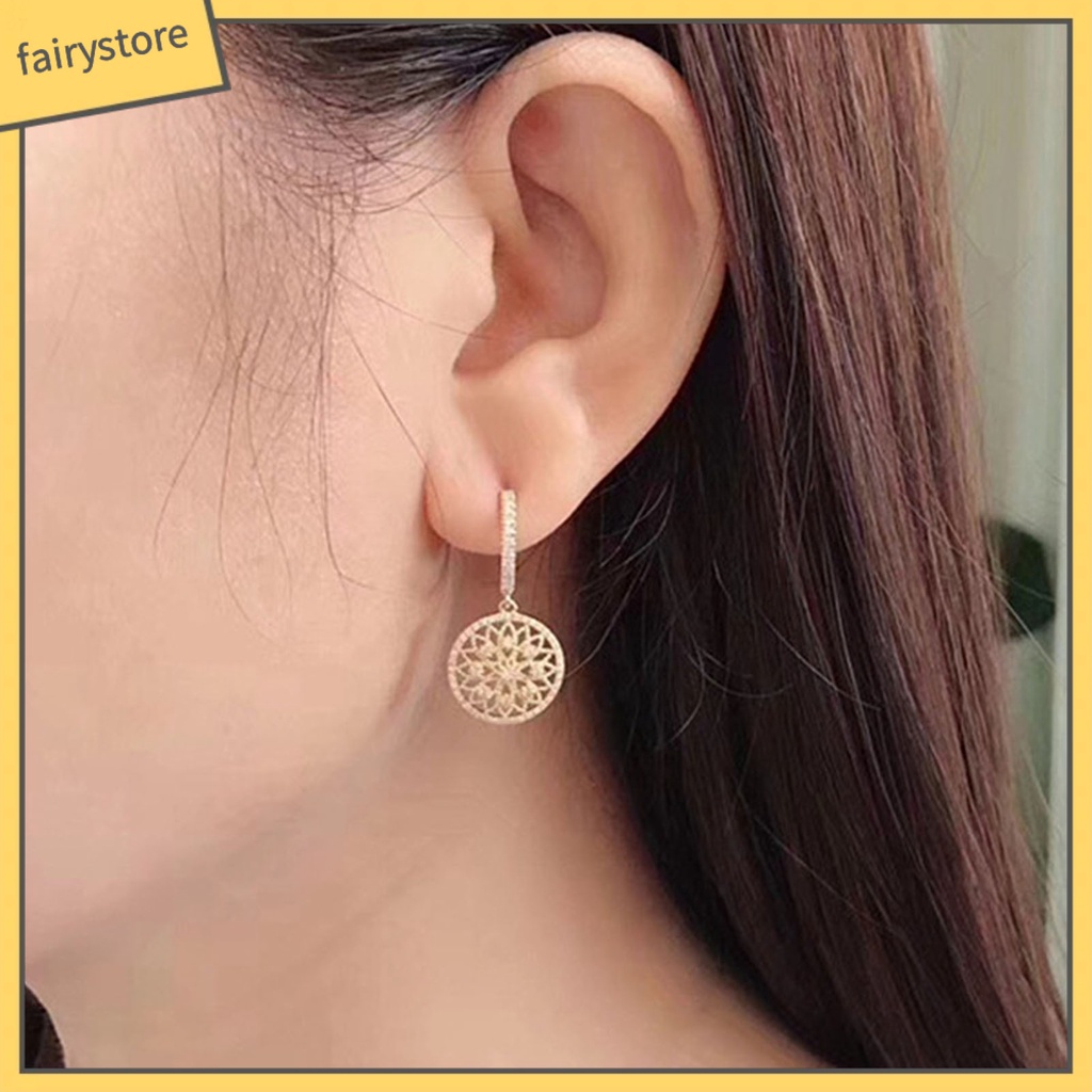 1 Đôi Bông Tai Hình Dreamcatcher Đính Đá Lấp Lánh Dành Cho Nữ