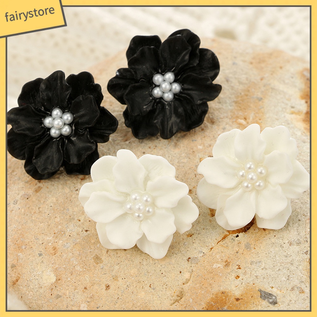 [FRO] 1 Đôi Bông Tai Đinh Tán Chống Dị Ứng Hình Hoa Đính Ngọc Trai Nhân Tạo Tinh Tế