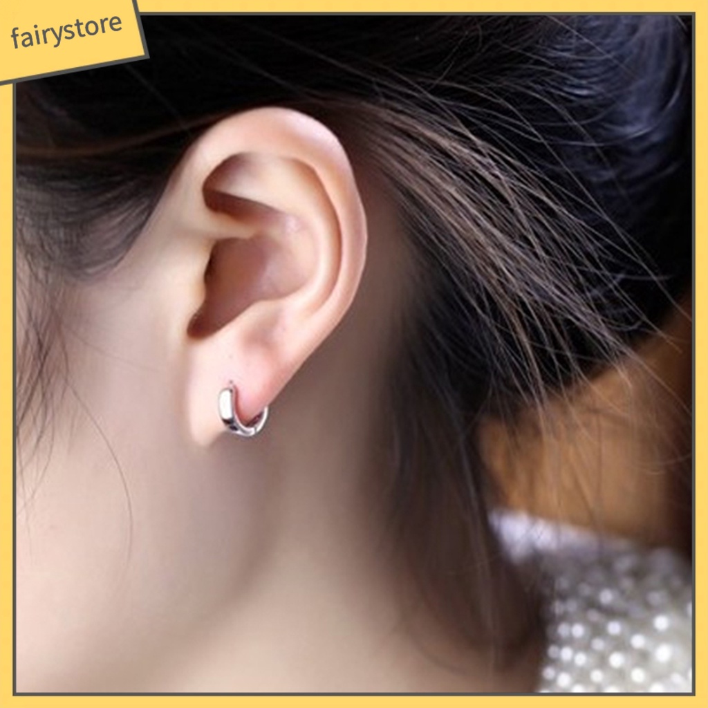 Khuyên Tai Tròn Mạ Bạc Đơn Giản Dùng Làm Quà Tặng Hằng Ngày