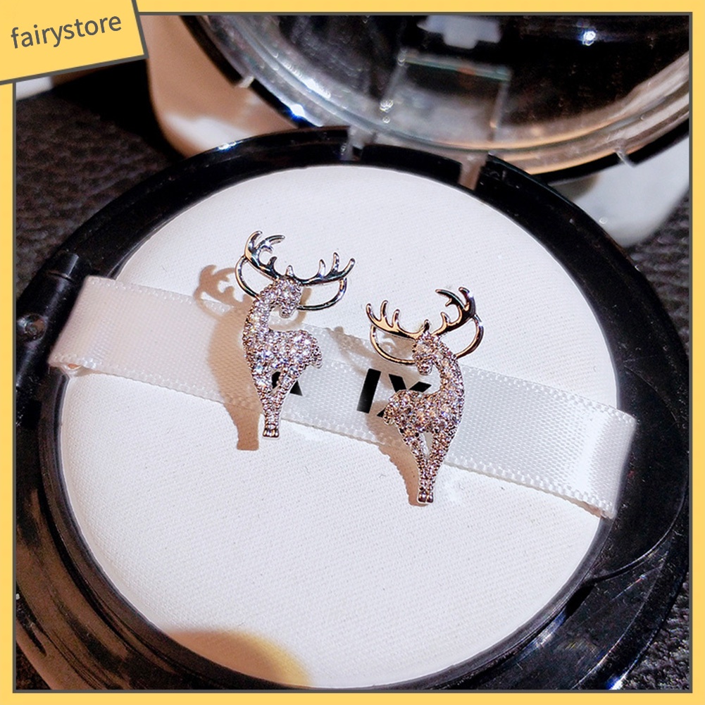 Bông Tai Mạ Bạc Hình Hươu Đính Đá Thời Trang Dành Cho Nữ