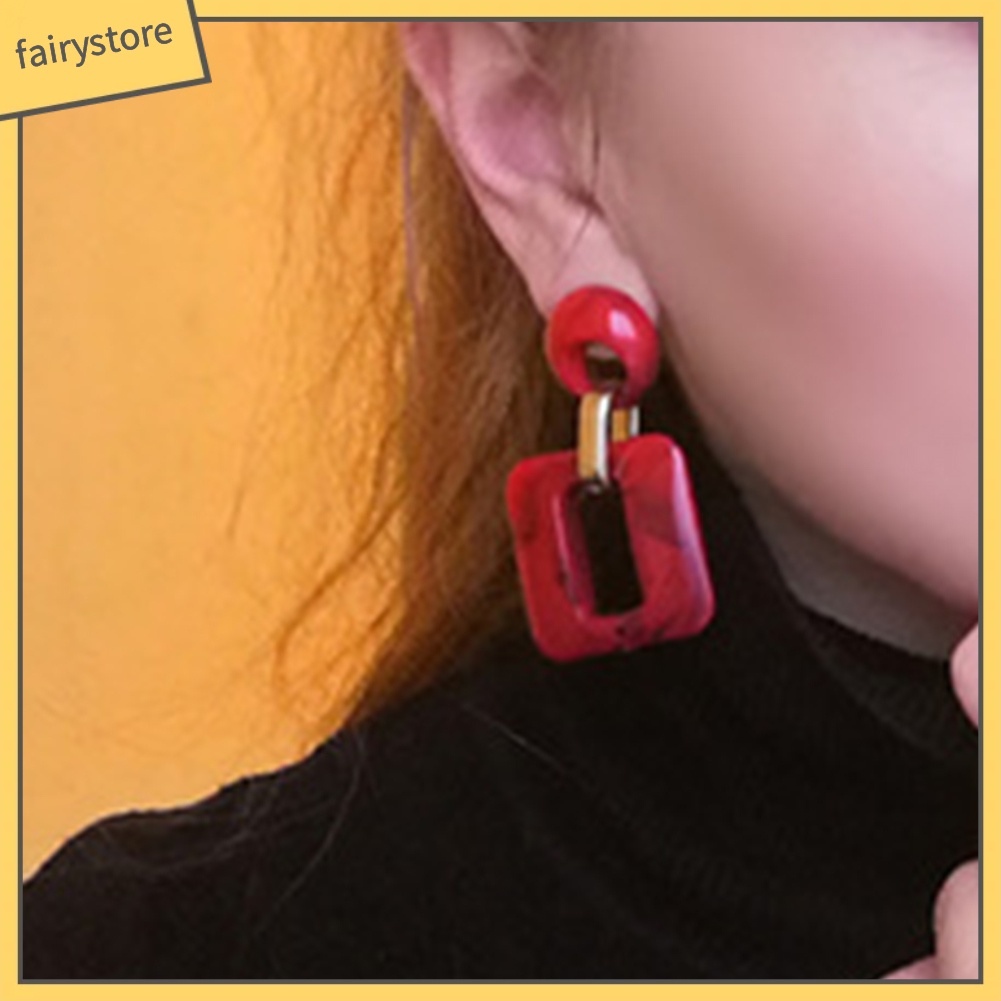 Bông Tai Hình Học Hình Vuông / Tròn Phong Cách Boho Thời Trang Cho Nữ