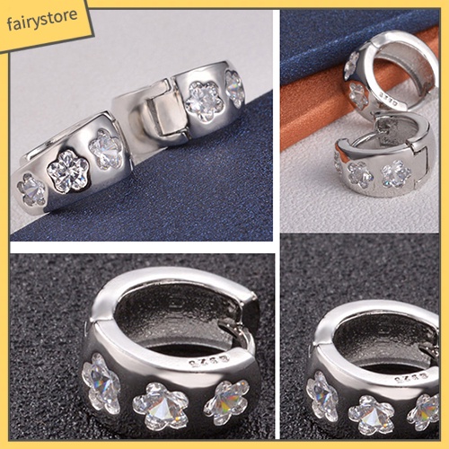 Bông Tai Mạ Bạc Hình Hoa Đính Đá Thời Trang Cho Nam Nữ