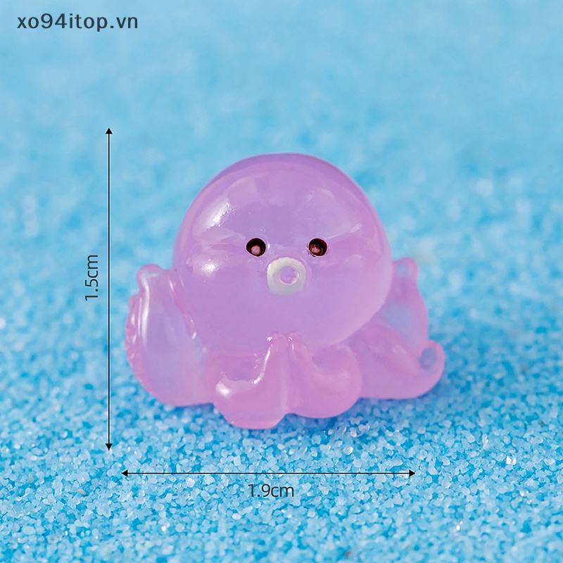 Set 1 / 5 Tượng Bạch Tuộc Dạ Quang Mini Bằng Nhựa Resin Trang Trí Bảng Điều Khiển Xe Hơi