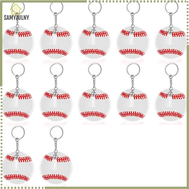 Set 12 Móc Khóa Bóng Chày Bằng Acrylic Kèm Tua Rua Phù Hợp Với Ba Lô Ví Điện Thoại Di Động
