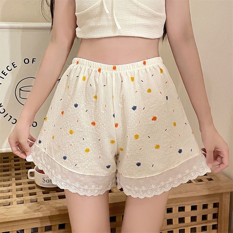 YEYA Quần Short cotton Dáng Rộng Phối Ren Dễ Thương Dành Cho Bé Gái Mặc Ở Nhà