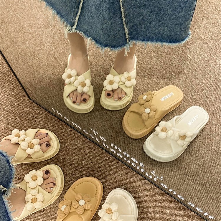 Dép Quai Ngang Đính Hoa Thời Trang Nữ Tính