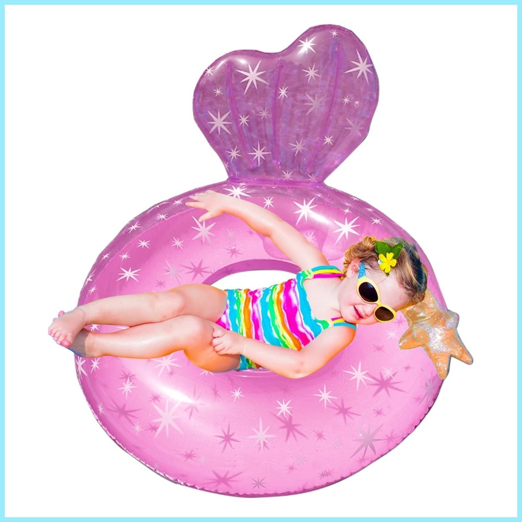 Phao Bơi Hình Đuôi Cá Hoạt Hình Có Đệm Tựa Lưng Trang Trí Hồ Bơi Mùa Hè