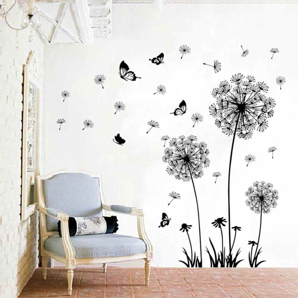 Miếng Dán Tường Hình Hoa Bồ Công Anh Và Bươm Bướm