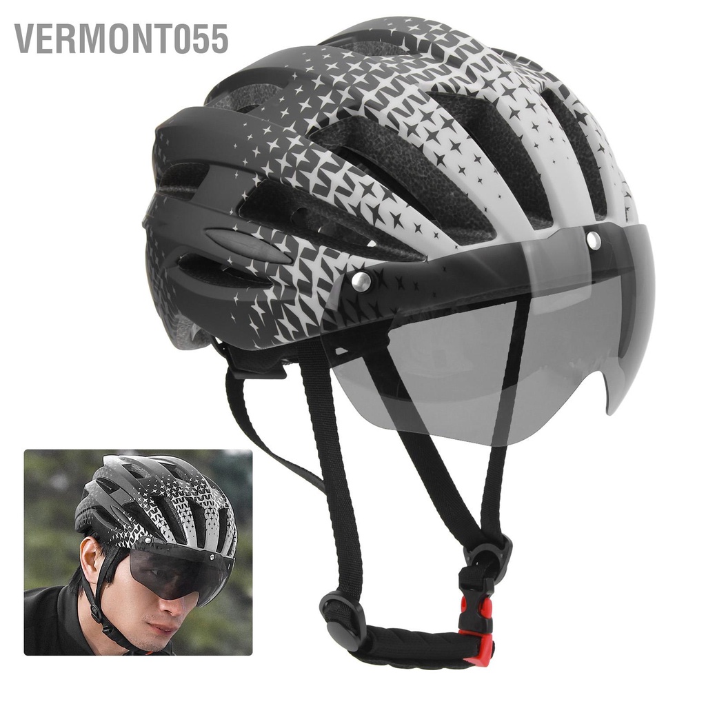 Vermont055 Người Lớn Nhẹ Mũ Bảo Hiểm Xe Đạp Có Kính Đuôi Núi Mặt Số Phù Hợp Điều Chỉnh Đề Nghị Với 56‑61Cm