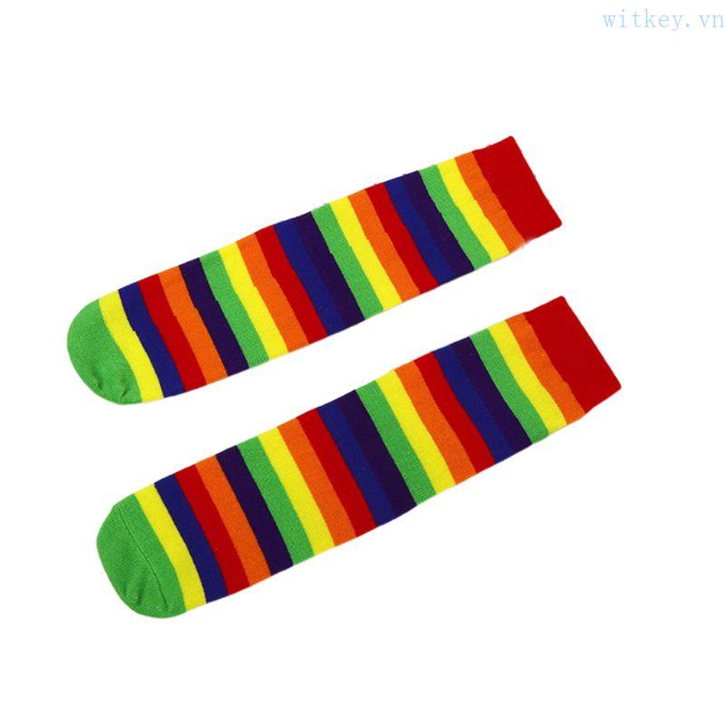 Vớ Mềm Mại Thoải Mái Họa Tiết Sọc Cầu Vồng Hợp Thời Trang Cho Bé Trai Và Gái