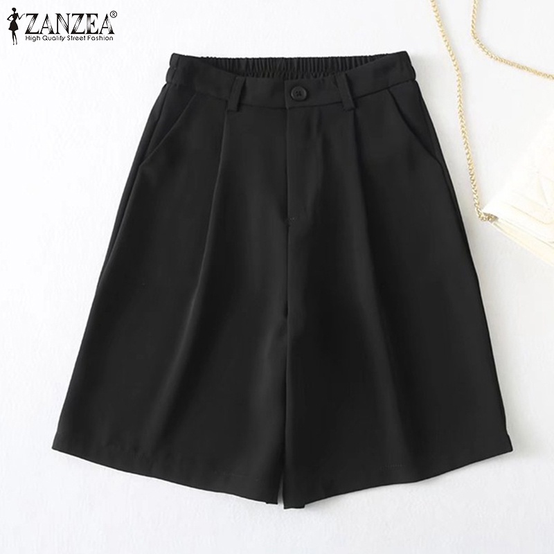 Quần Short Baggy Màu Trơn Lưng Cao Thời Trang Cho Nữ ZANZEA