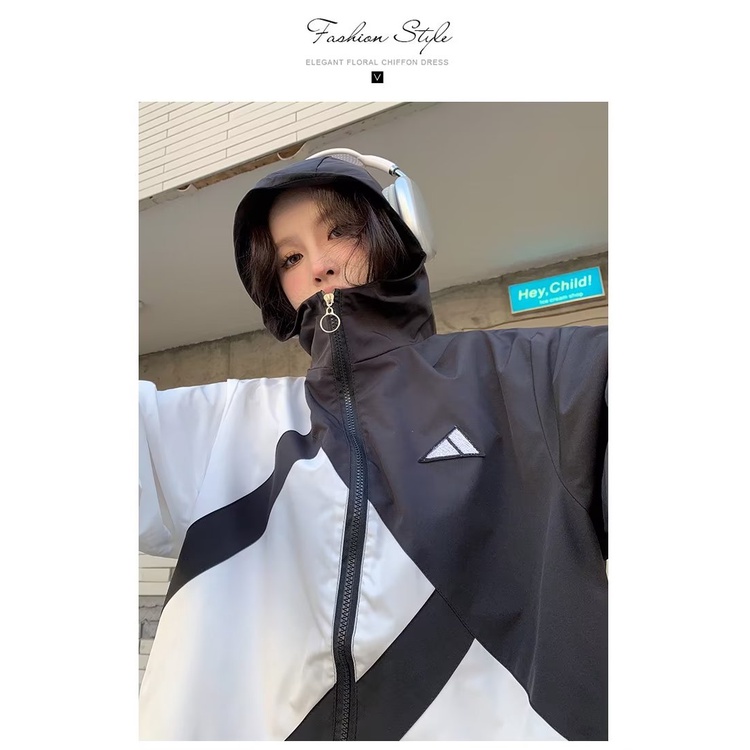 Áo Khoác Có Nón Thêu Họa Tiết Phong Cách Đường Phố Thời Trang Xuân Thu Mới Cho Nữ