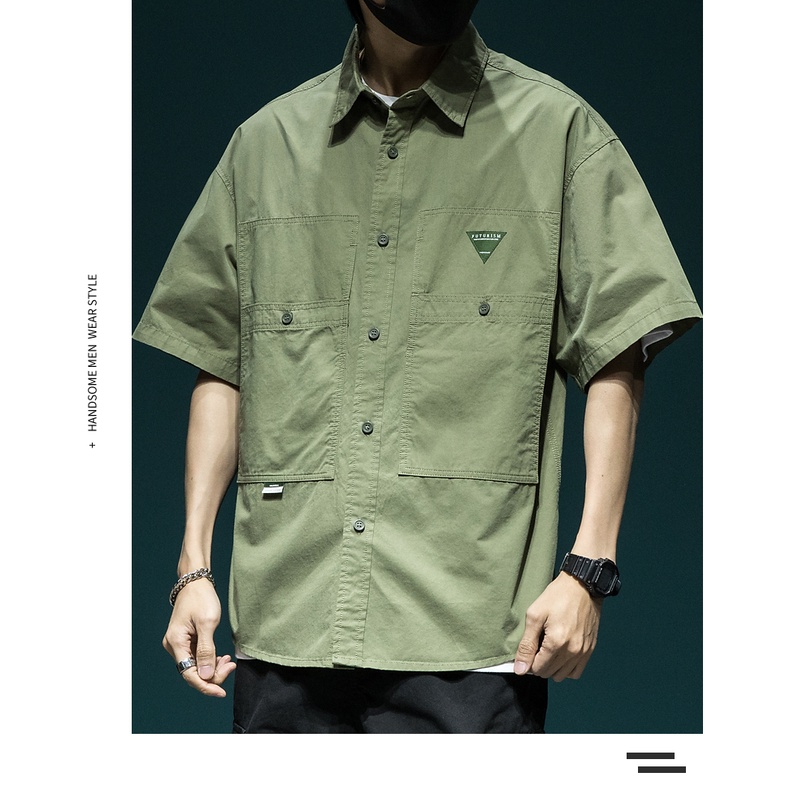 Áo Sơ Mi Cotton Tay Lửng Dáng Rộng Thời Trang Mùa Hè Nhật Bản Dành Cho Nam