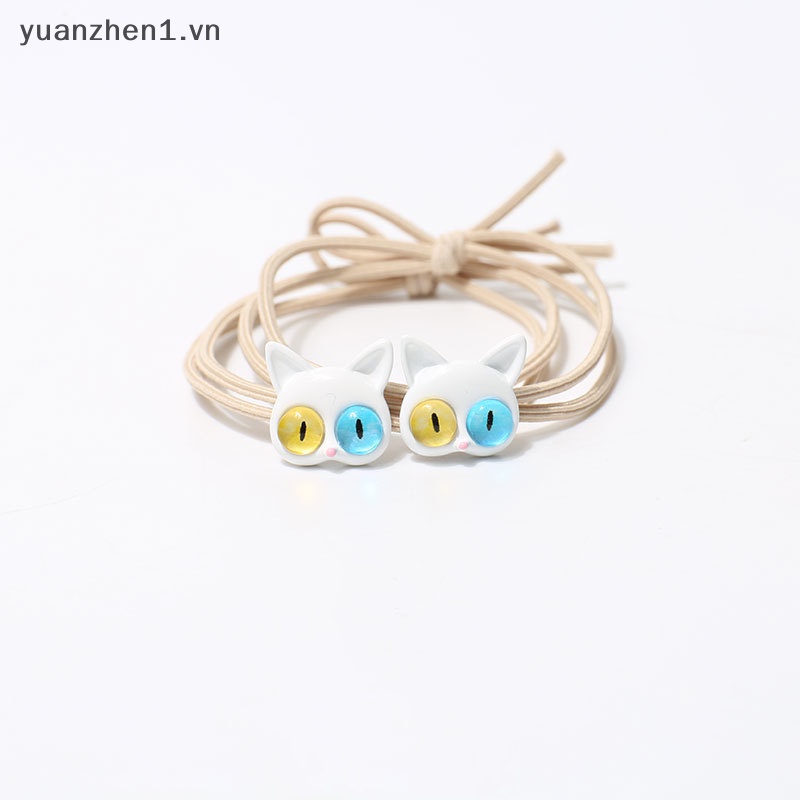 Vòng Tay Hai Màu Mặt Hình Mèo Mắt To Dễ Thương Cho Cặp Đôi