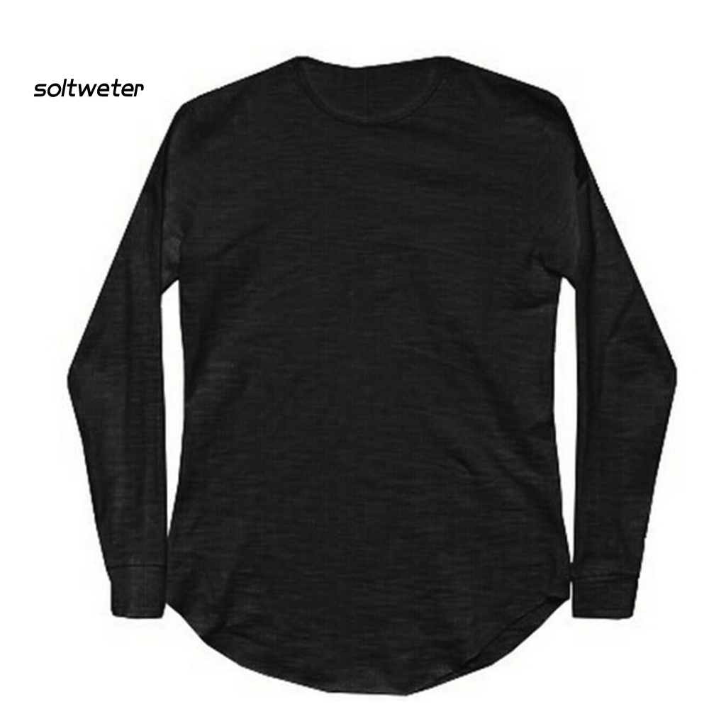 Áo Thun Dài Tay Cổ Tròn Màu Sắc Đơn Giản Cho Nam