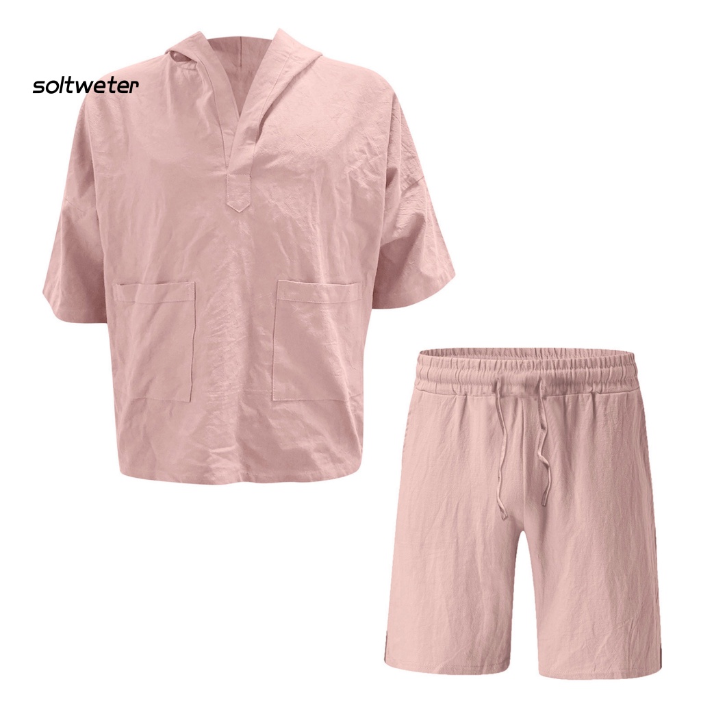 1 Bộ Quần Short Dáng Rộng Màu Trơn Phối Túi Thời Trang Mùa Hè Cho Nam