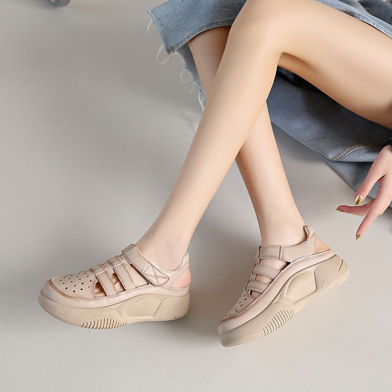 Giày Sandal Da Thật Đục Lỗ Siêu Nhẹ Thời Trang Thể Thao Nữ