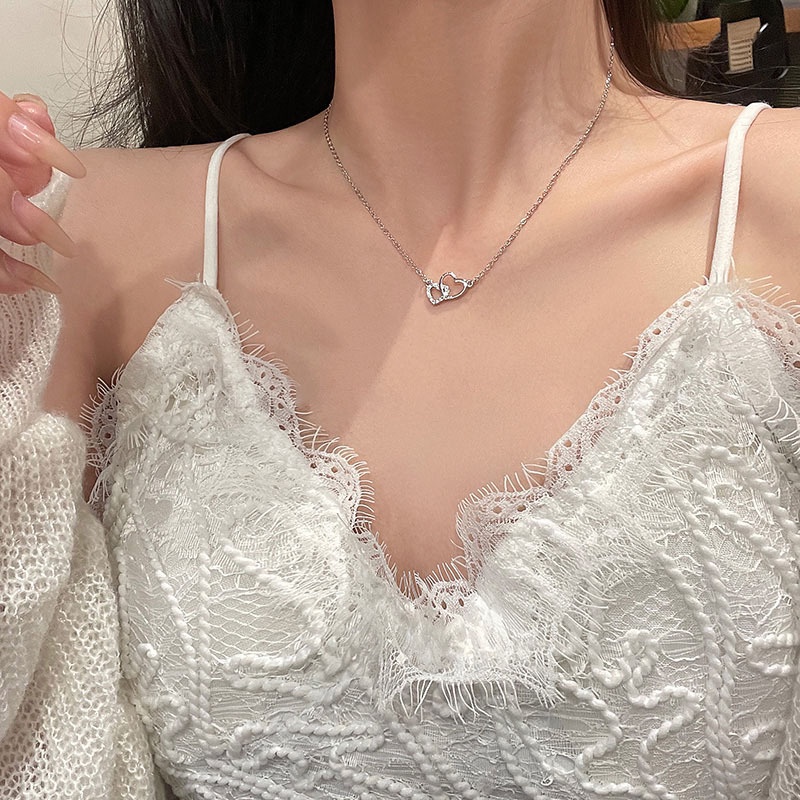 Vòng cổ Mặt Trái Tim Đính Đá Thời Trang Cho Nữ