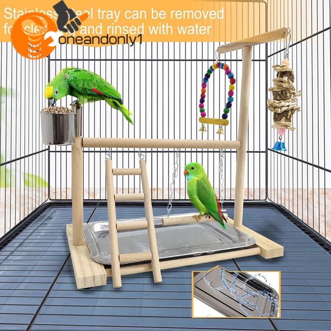 Thang Leo Bằng Gỗ Kèm Chuông Dùng Huấn Luyện Chim Vẹt Đứng