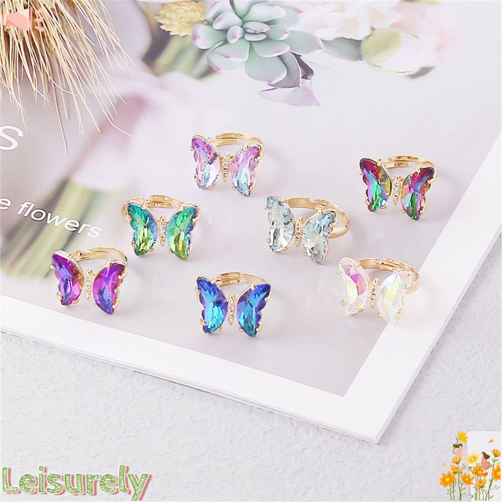 Nhẫn Hở Hình Bướm Màu Gradient Có Thể Điều Chỉnh Kích Cỡ