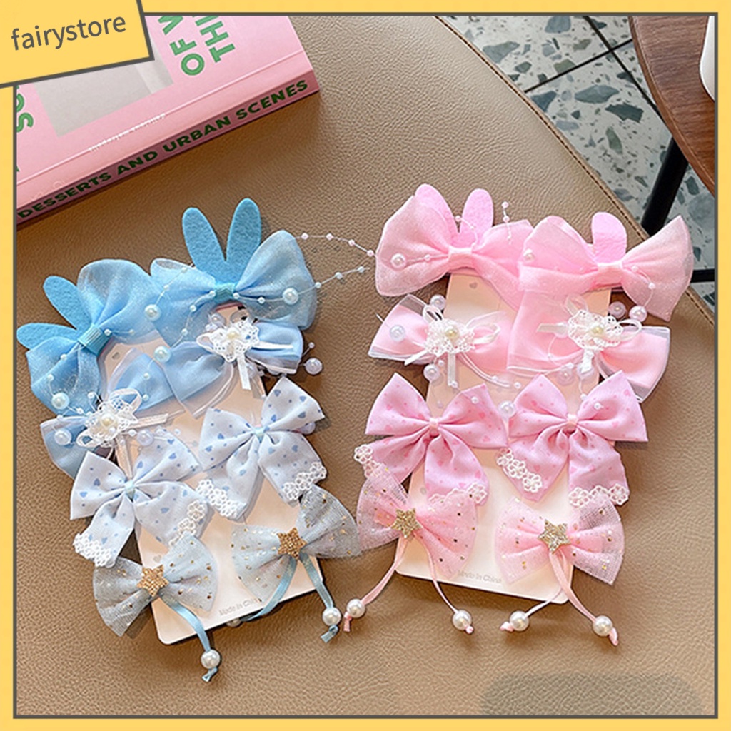 1 Bộ Kẹp Tóc Nơ Mềm Mại Co Giãn Thoải Mái Cho Bé Gái