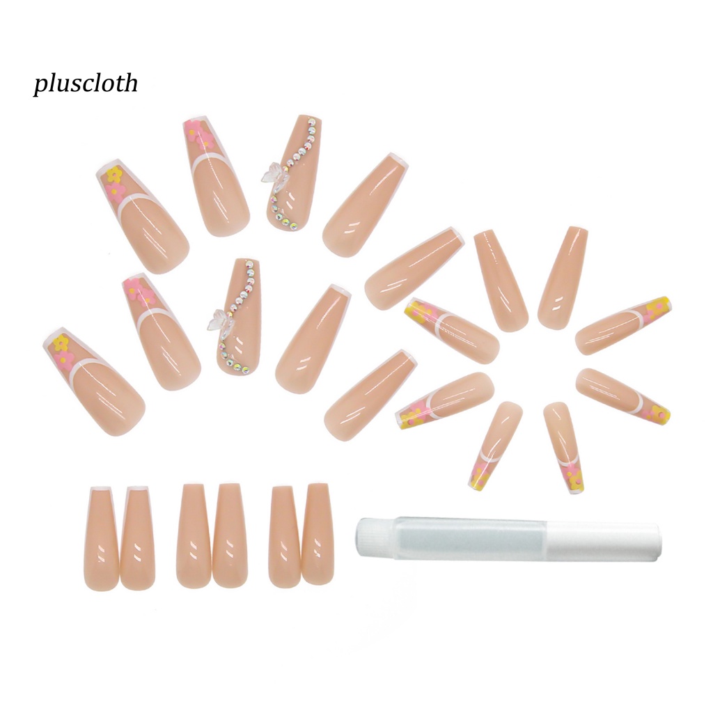 1 Bộ Móng Tay Giả Dạng Nhấn Kèm Keo Dán Có Thể Tháo Rời Cho Salon