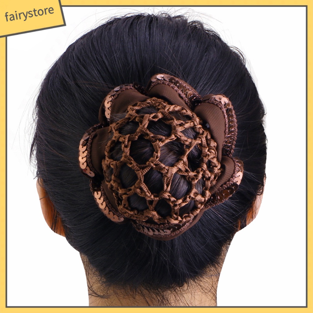 [FRO] Lưới Búi Tóc Đính Kim Sa Độ Co Giãn Cao Phong Cách Vintage Múa Ba Lê Cho Nữ