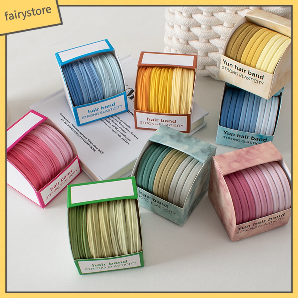 Bộ 9 Dây Cột Tóc Chống Rơi Màu Gradient Đơn Giản