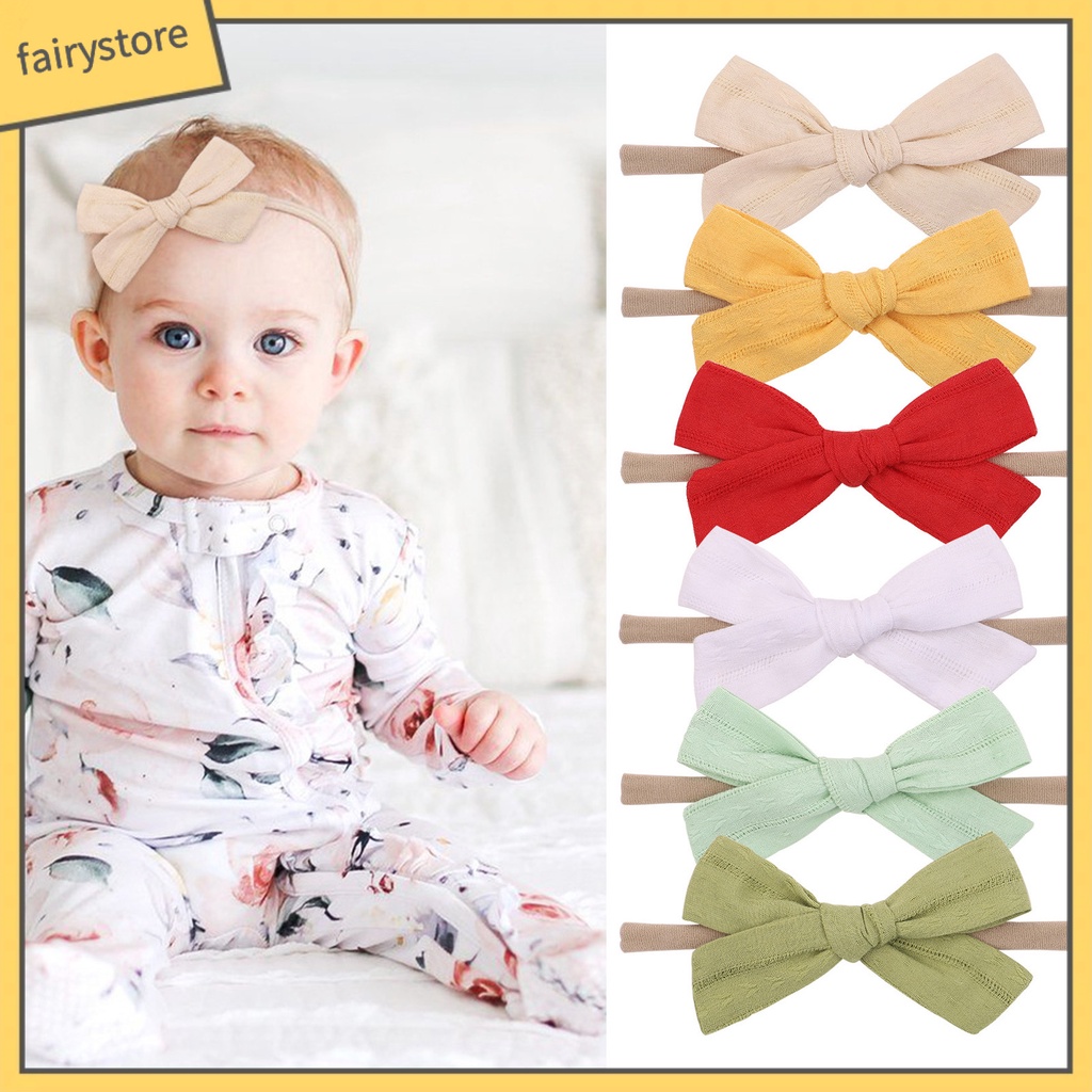 Băng Đô Đính Nơ Siêu Nhẹ Co Giãn Tốt Màu Sắc Tinh Khiết Cho Bé