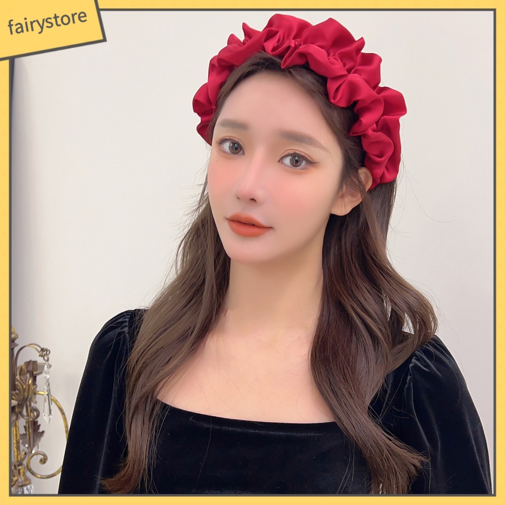 Băng Đô Cài Tóc Vải Satin Co Giãn Chống Trượt Phong Cách Hàn Quốc