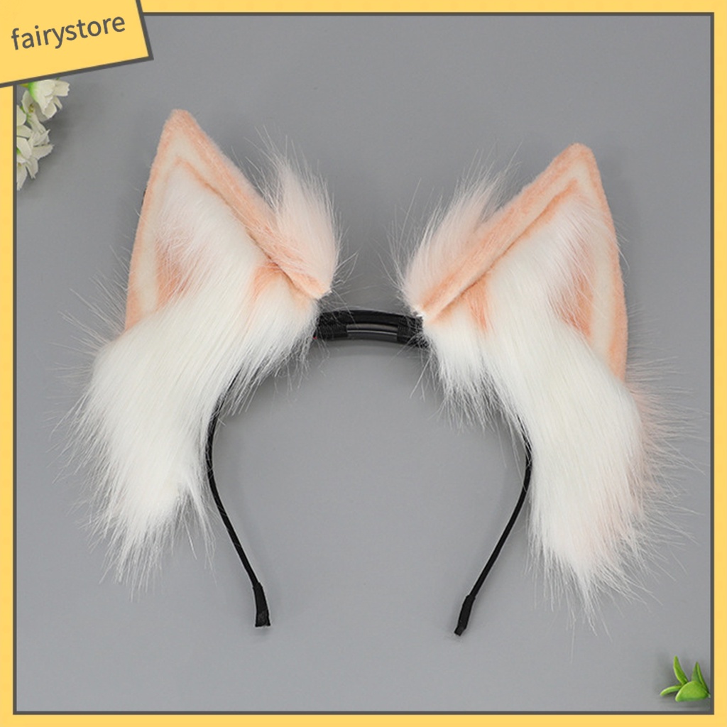 Băng Đô Tai Mèo Bằng Kim Loại Phối Lông Hóa Trang Phong Cách Nhật Bản